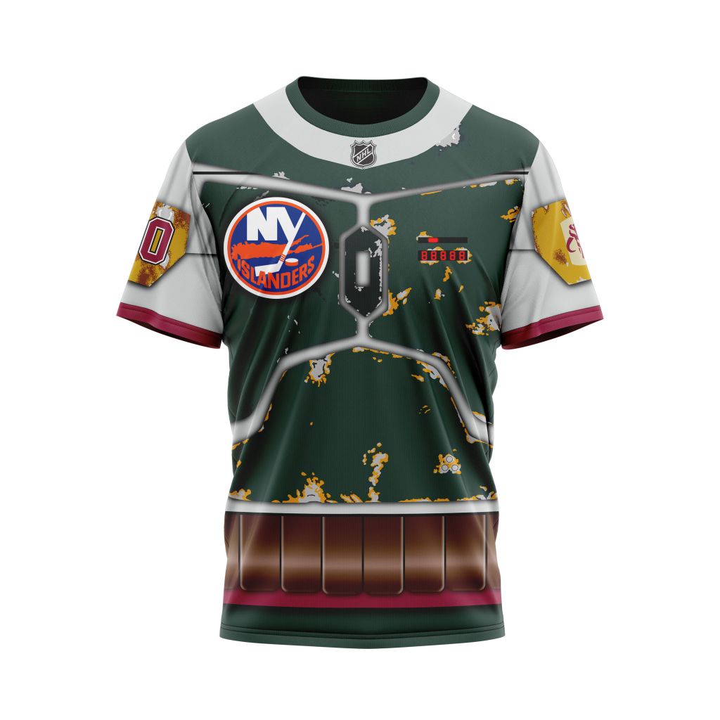 New York Islanders X Boba Fett's Armor Specialized Design For Star Wars Fourth Of July Personalized Name And Number T-Shirt Style 39048 Neasalamis.com