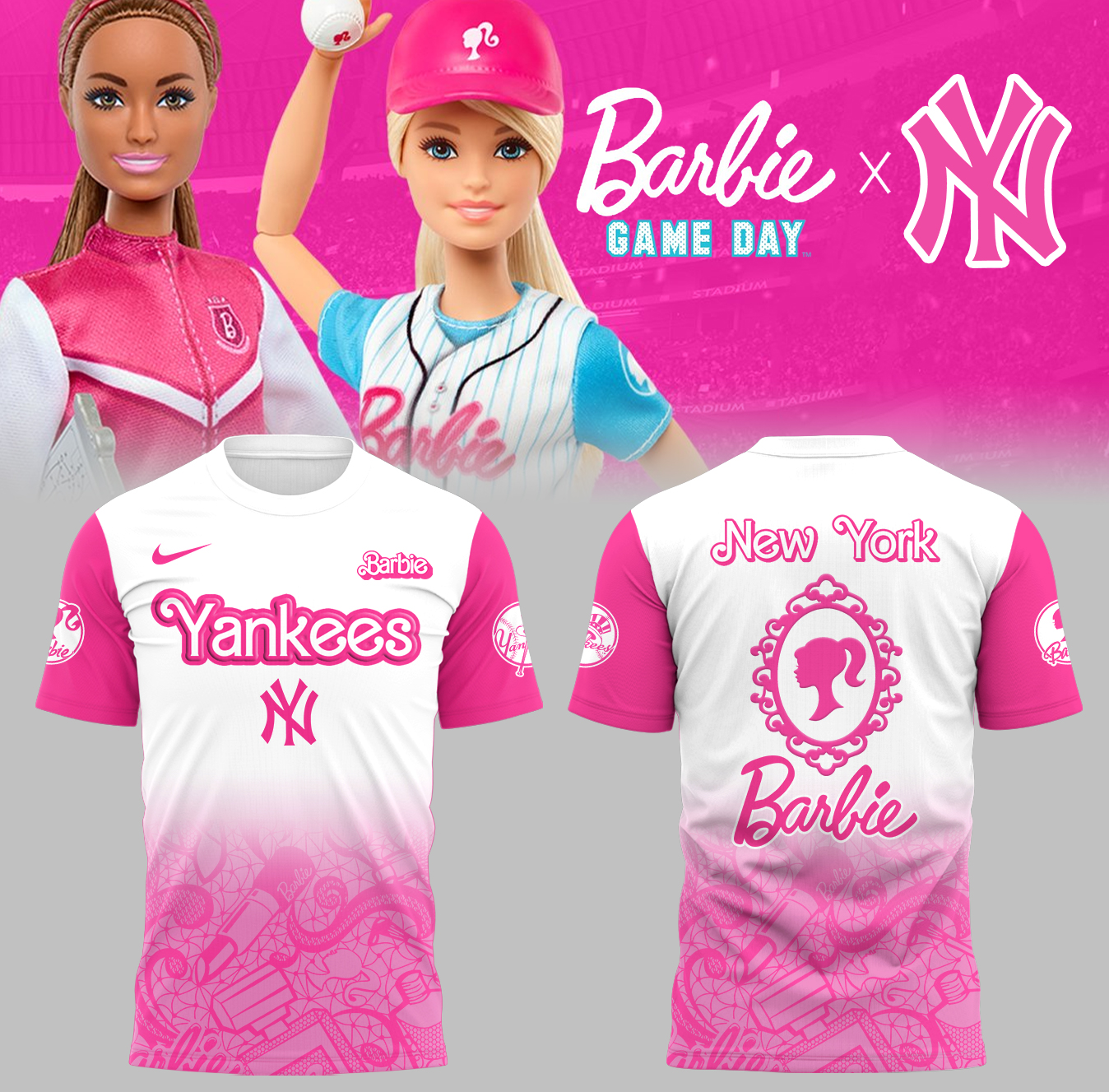 New York Yankees Baseball Barbie Night T-Shirt Baseball Coach Gift Ideas Neasalamis.com