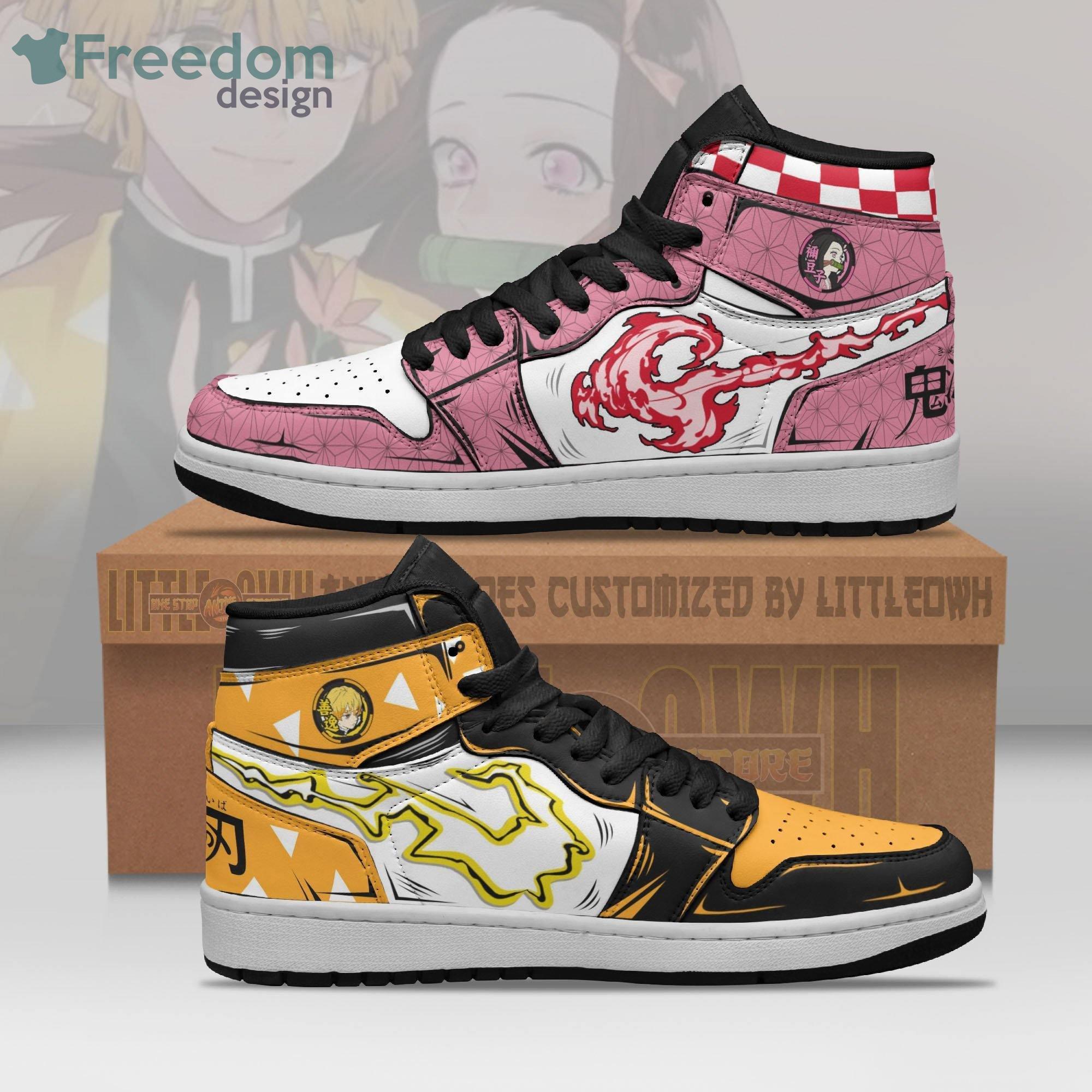 Nezuko And Zenitsu AJ1 High Sneakers Shoes For Men And Women Calebmatthewhans Neasalamis