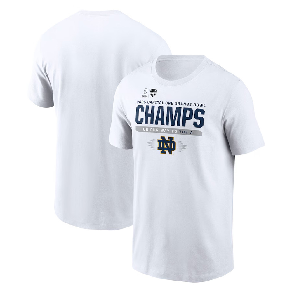 Nike White Notre Dame Fighting Irish College Football Playoff 2025 Orange Bowl Champions T-Shirt Neasalamis.com