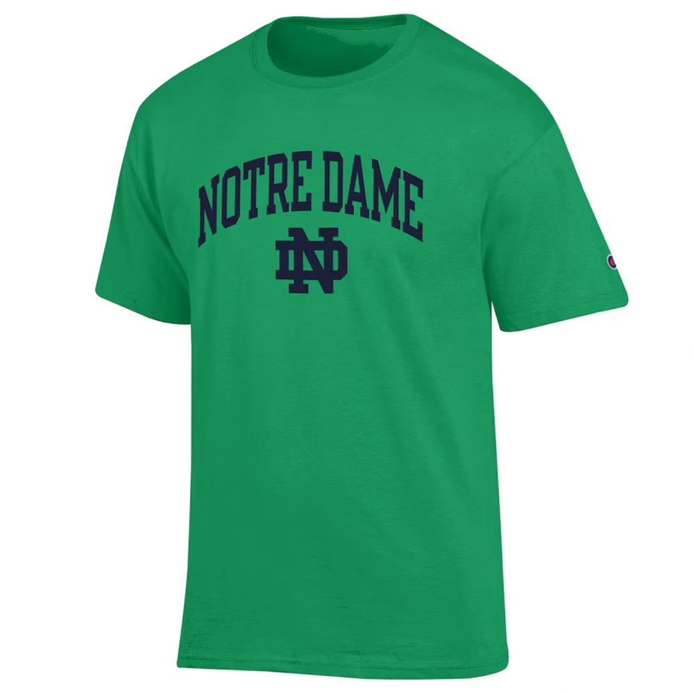 Notre Dame Fighting Irish Champion Name over Interlock Short Sleeve Tee Neasalamis.com