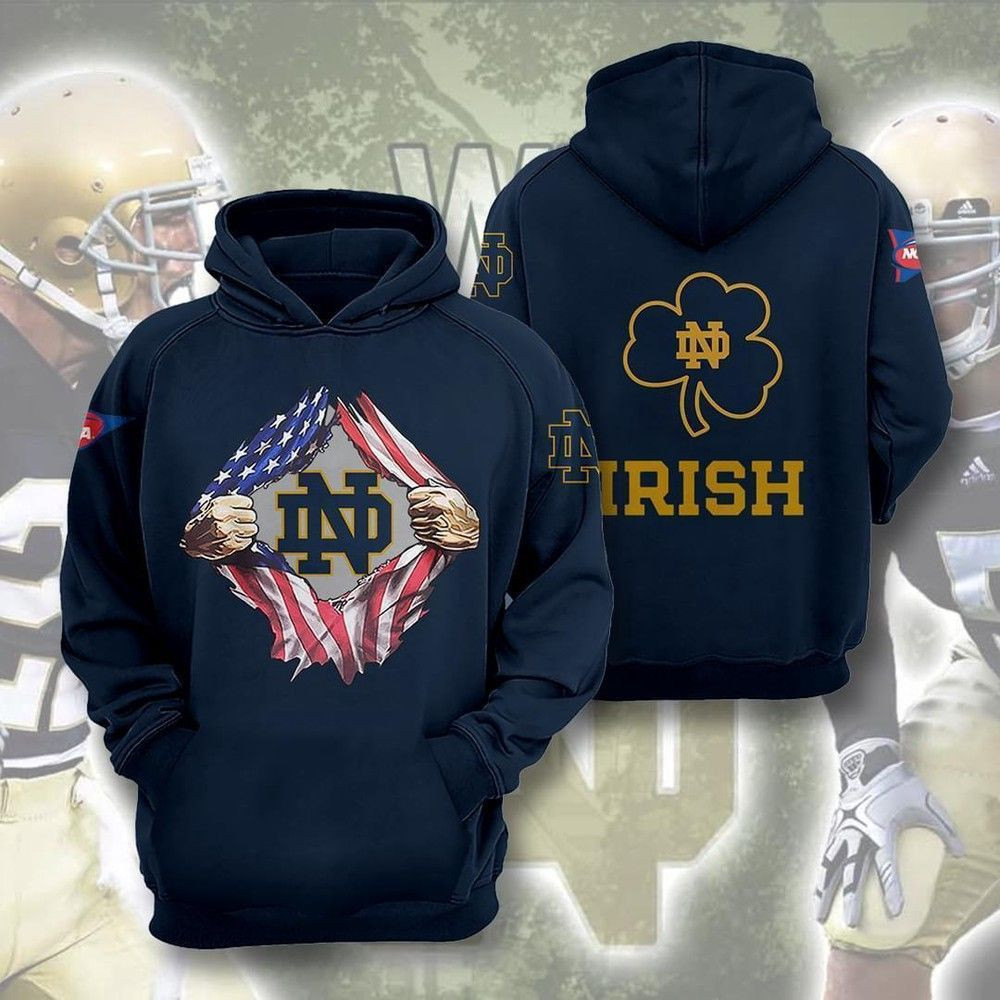 Notre Dame Fighting Irish Ncaa American Ripped Hoodie Neasalamis