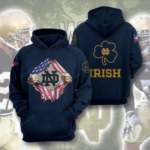 Notre Dame Fighting Irish Ncaa American Ripped Hoodie Neasalamis
