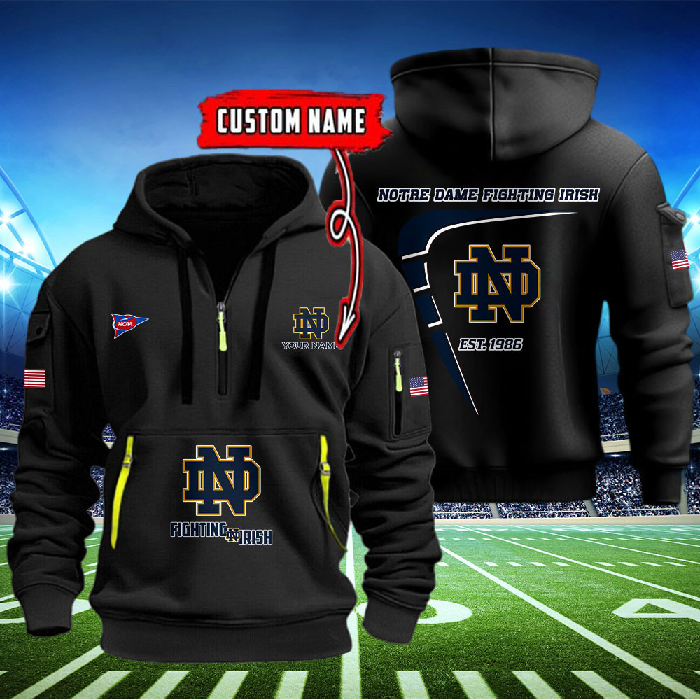 Notre Dame Fighting Irish Quarter Zip Hoodie Style Neasalamis
