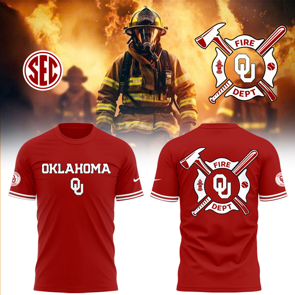 Oklahoma Baseball x Firefighter Appreciation Night T-Shirt Baseball Coach Gift Ideas Neasalamis.com