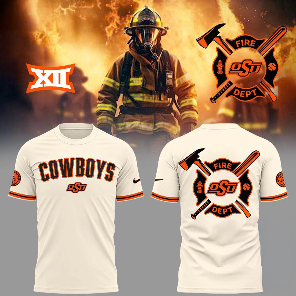 Oklahoma State Cowboys Baseball x Firefighter Appreciation Shirt Baseball Player Gift Ideas Neasalamis.com