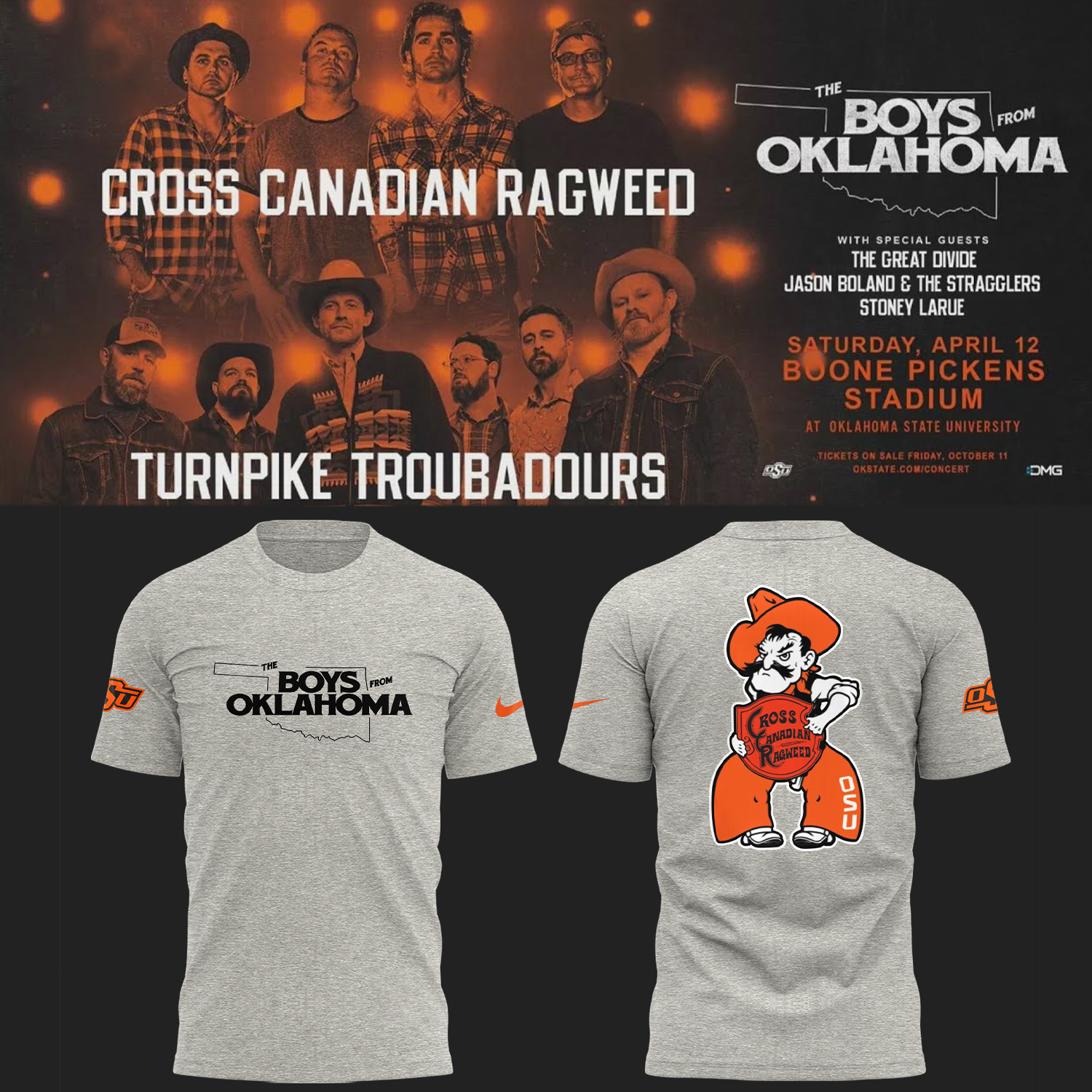 Oklahoma State Cowboys The Boys From Oklahoma Grey T-Shirt For Football Player Neasalamis.com