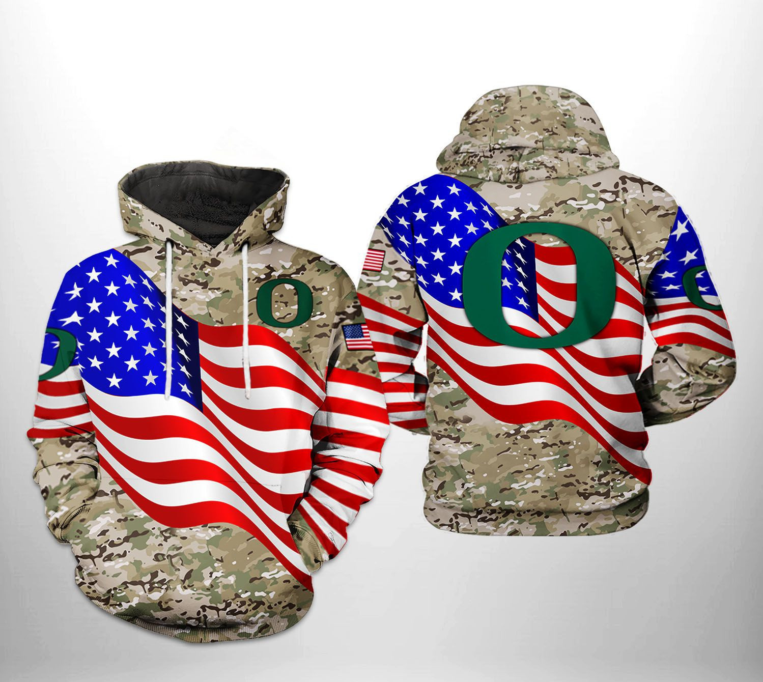 Oregon Ducks NCAA US Flag Camo Veteran Hoodie Neasalamis