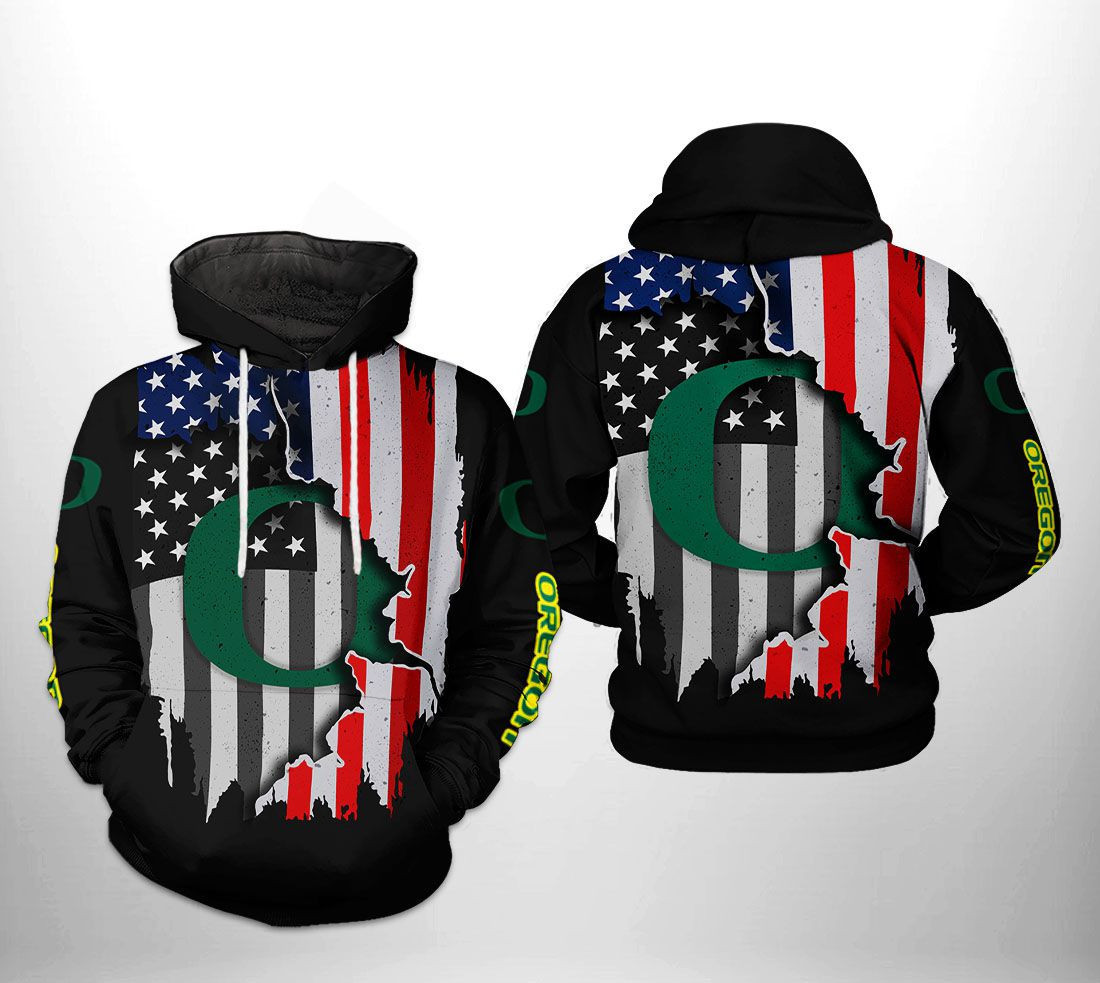Oregon Ducks NCAA US Flag Hoodie Neasalamis