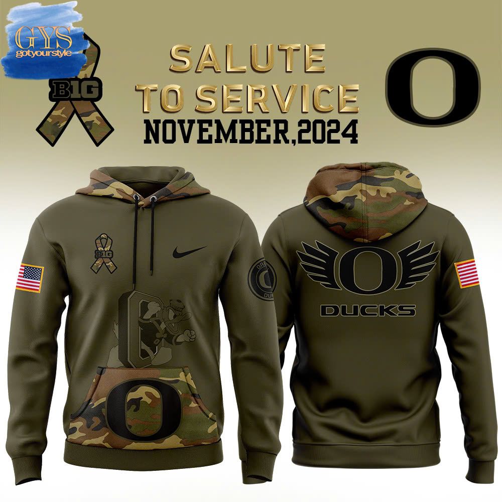 Oregon Ducks Nike Camo 2024 Salute to Service Club Fleece Hoodie Neasalamis