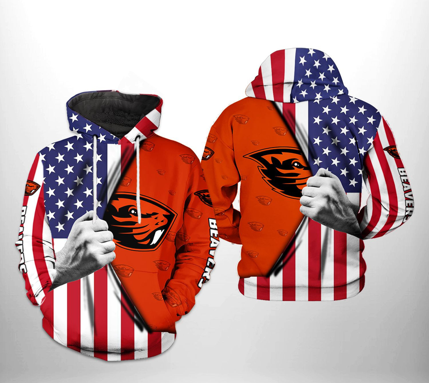 Oregon State Beavers NCAA US Flag Hoodie Neasalamis