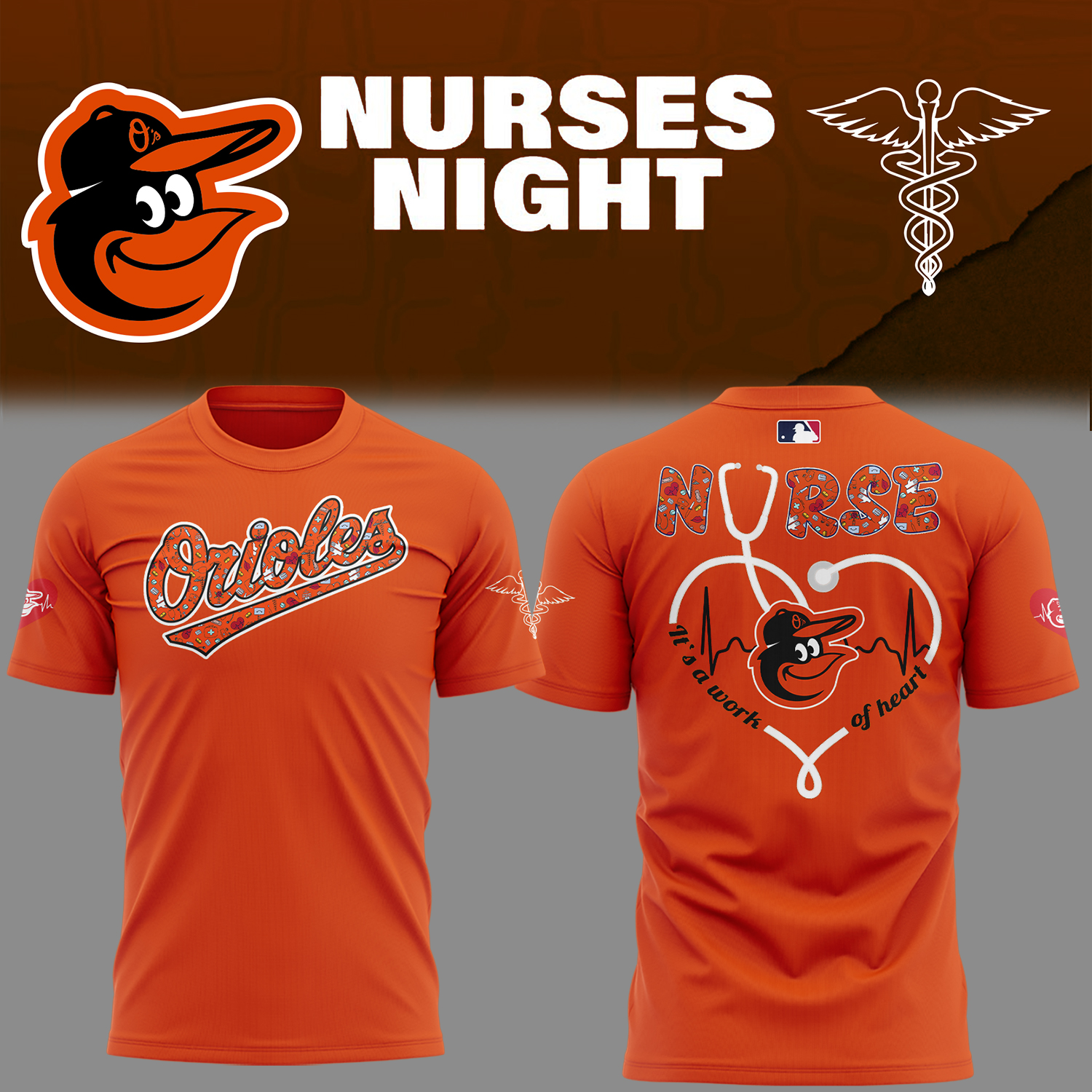 Orioles Baseball Nurses Night Orange T-Shirt For Baseball Players Gifts For Baseball Players Neasalamis.com