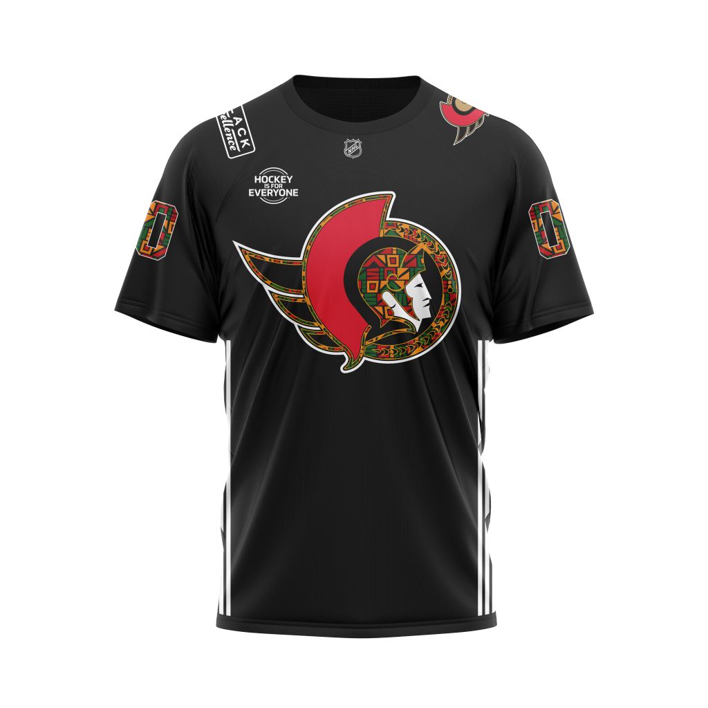 Ottawa Senators Black History Month Pattern Personalized Name & Number Personalized Name And Number T-Shirt Style Neasalamis.com