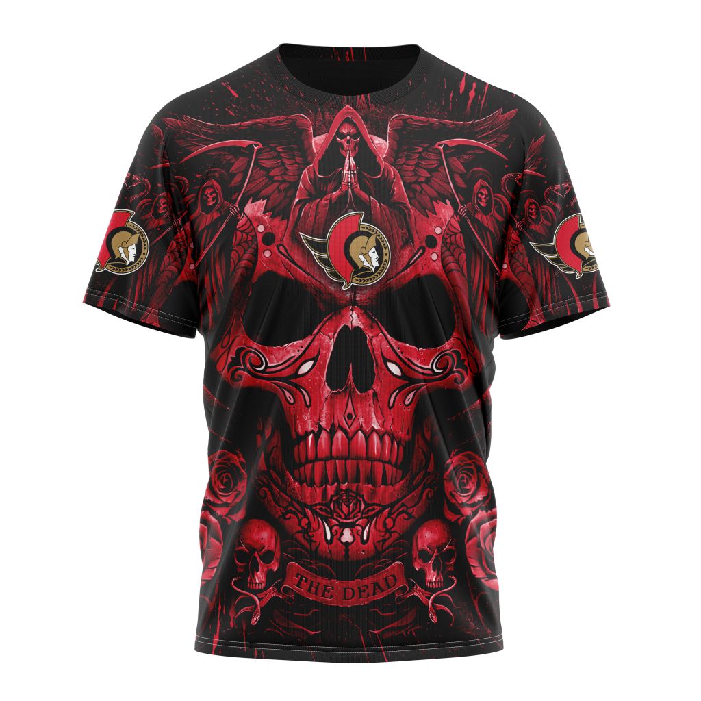 Ottawa Senators Special Design With Skull Art Personalized Name And Number T-Shirt Style Neasalamis.com