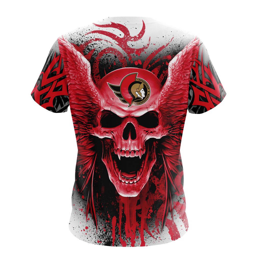 Ottawa Senators Special Kits With Skull Art T-Shirt Style Neasalamis.com