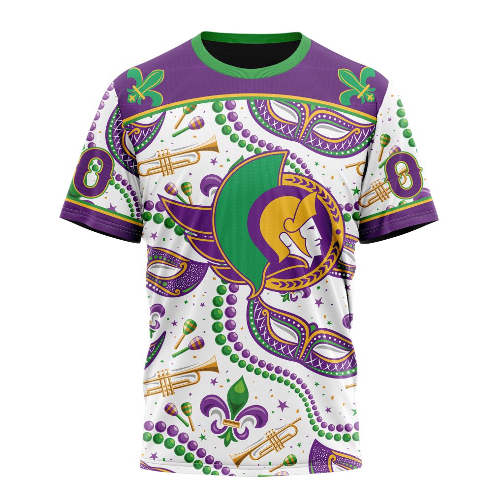 Ottawa Senators Special Mardi Gras Design 01 Personalized Name And Number T-Shirt Style Neasalamis.com