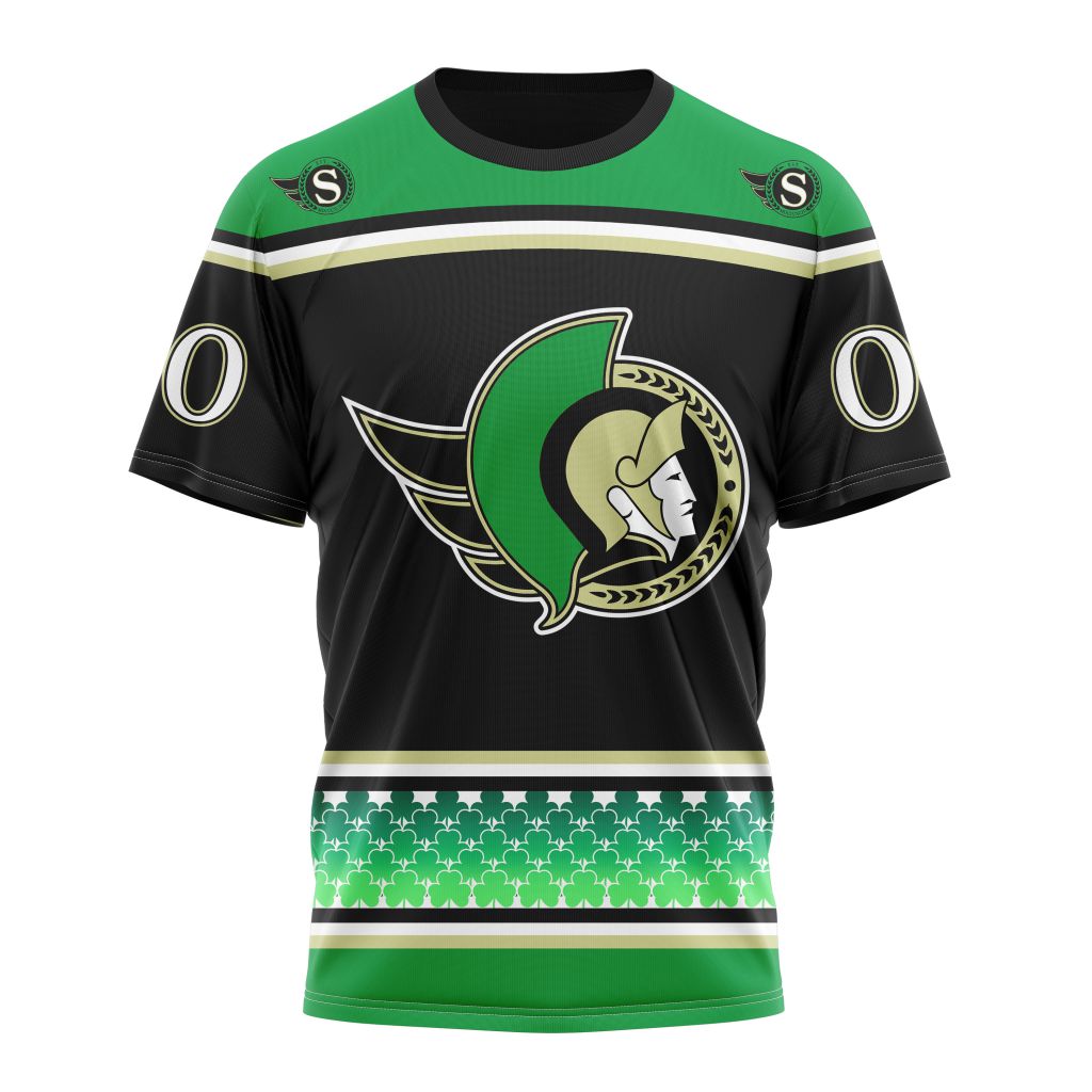 Ottawa Senators Specialized Hockey Celebrate St Patrick's Day Personalized Name And Number T-Shirt Style Neasalamis.com