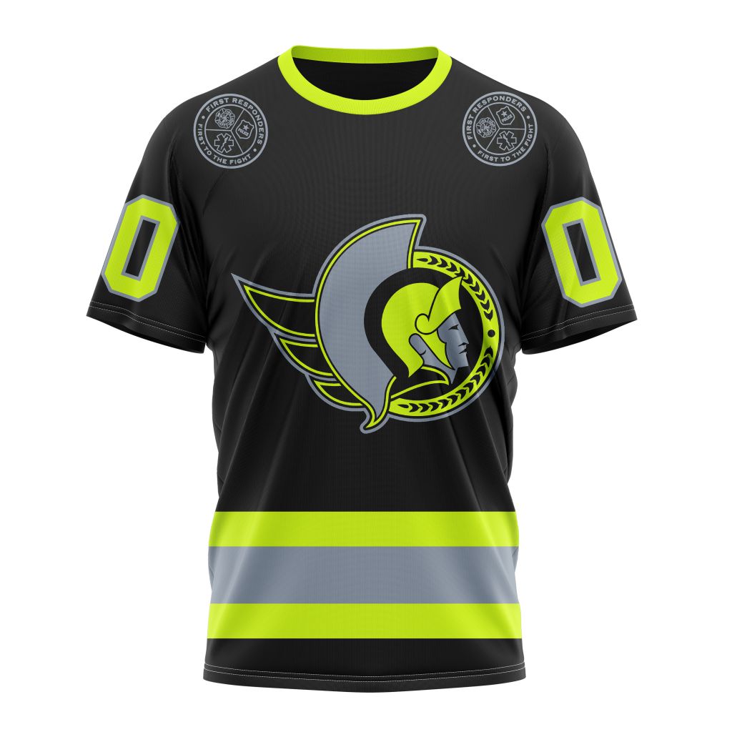 Ottawa Senators Specialized Unisex Kits With FireFighter Uniforms Color Personalized Name And Number T-Shirt Style Neasalamis.com
