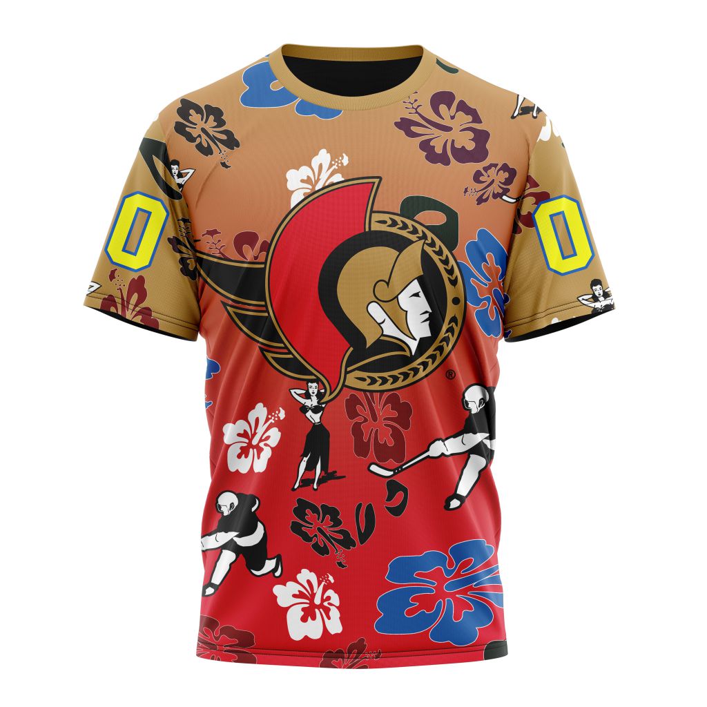 Ottawa Senators X Hawaii Specialized Design For Hawaiia Personalized Name And Number T-Shirt Style 35043 Neasalamis.com