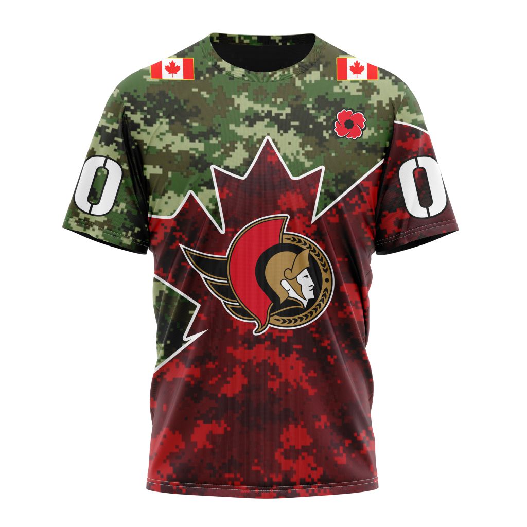 Ottawa SenatorsSpecial Design For Remembrance Day Personalized Name And Number T-Shirt Style Neasalamis.com