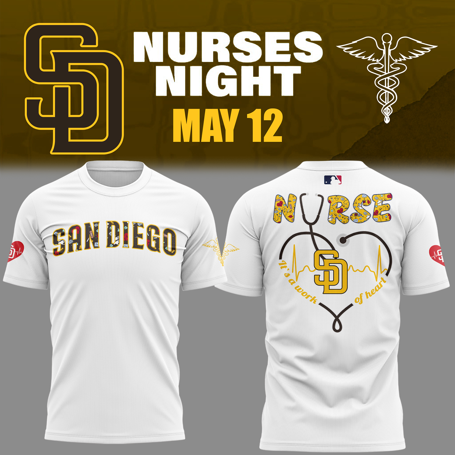 Padres Baseball Nurses Night T-Shirt For Baseball Players Neasalamis.com
