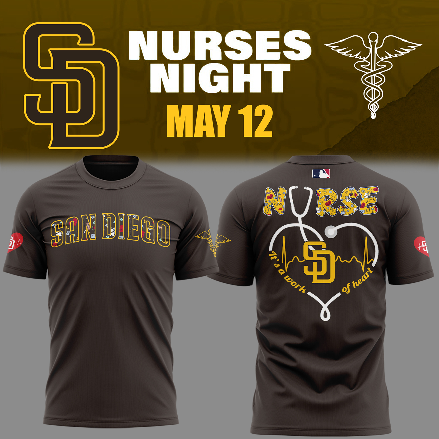 Padres Baseball Nurses Night T-Shirt Neasalamis.com