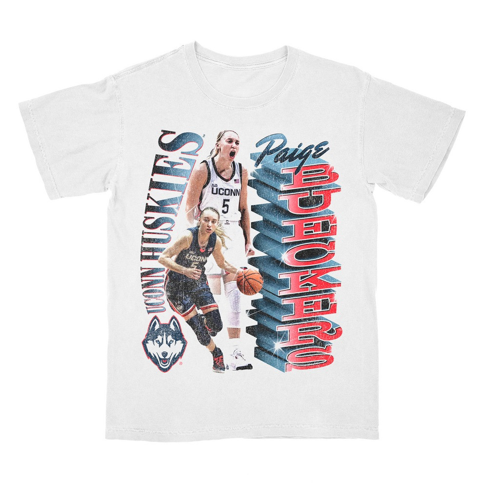 Paige Bueckers Merch Shirt UConn Huskies Women's Basketball Paige Bueckers Stacked Tee Neasalamis.com