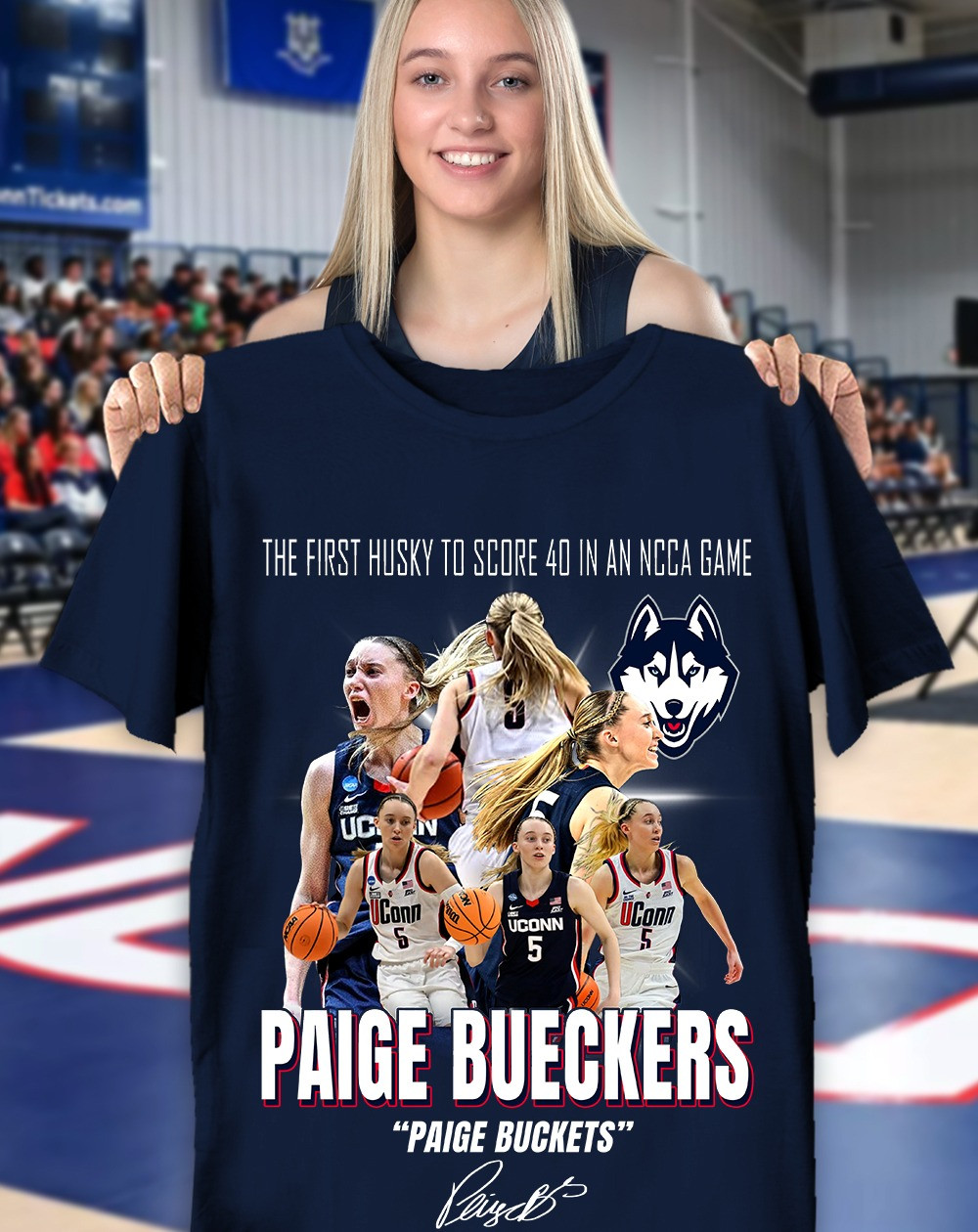 Paige Bueckers T-Shirt The First Husky To Score 40 In An NCAA Game Paige Buckets Neasalamis.com