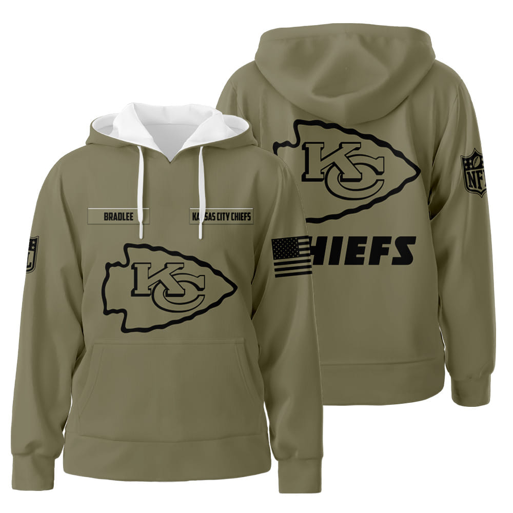 Personalized Custom Name Kansas City Chiefs Army Unisex 3D All Over Print Hoodie Zip-Up Hoodie Neasalamis