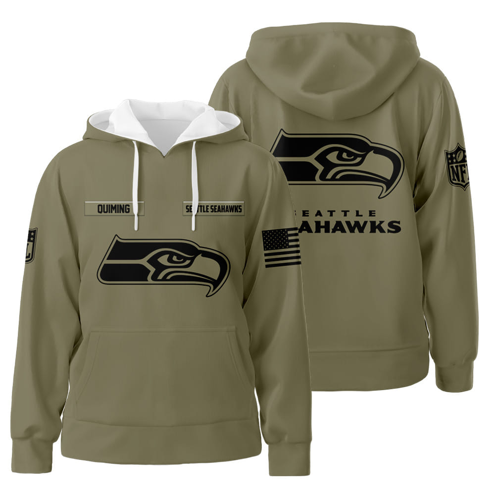 Personalized Custom Name Seattle Seahawks Army Unisex QUIMING 3D All Over Print Hoodie Zip-Up Hoodie Neasalamis