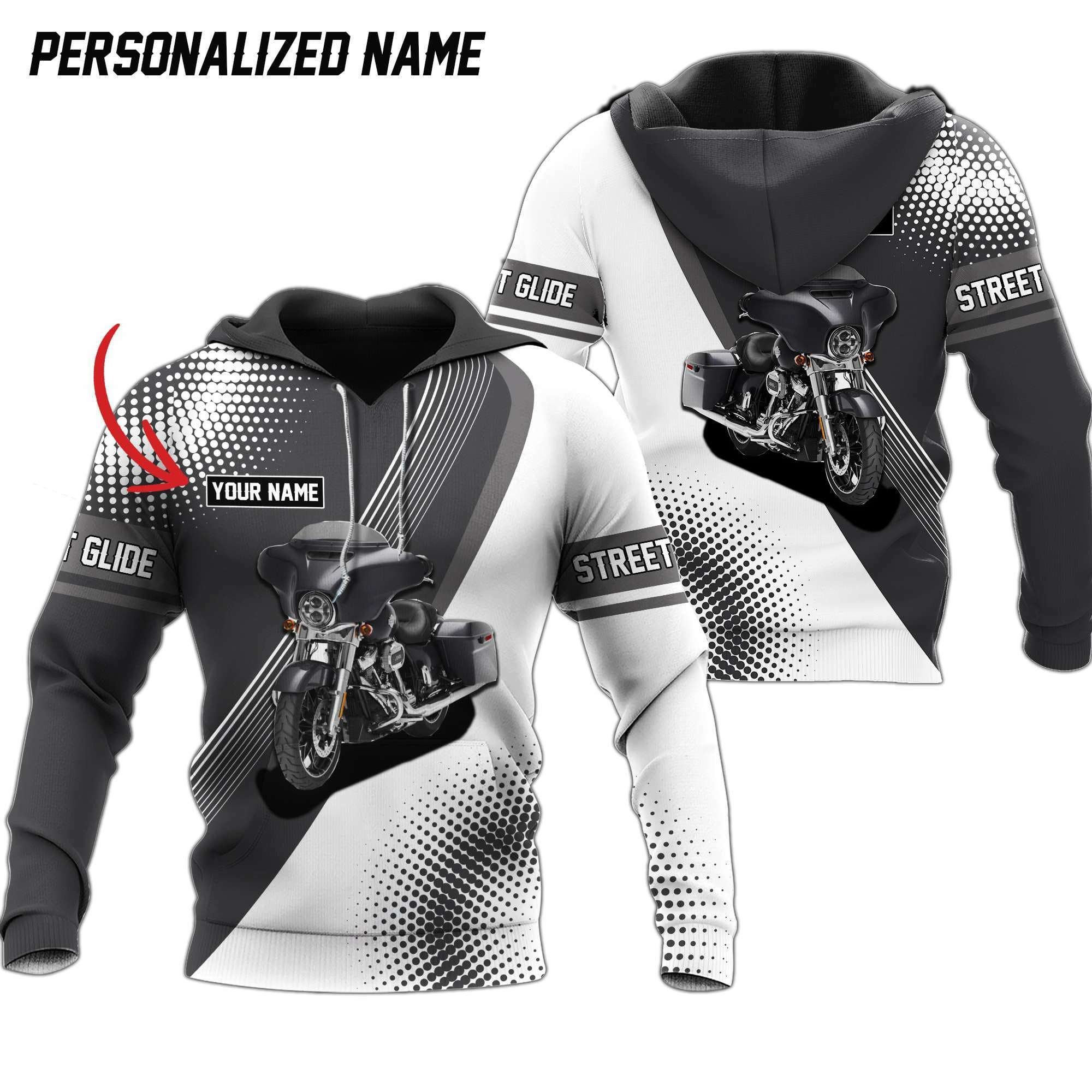 Personalized Name Street Glide Rider 3D printed Sweatshirt Hoodie Zipped Hoodie Neasalamis