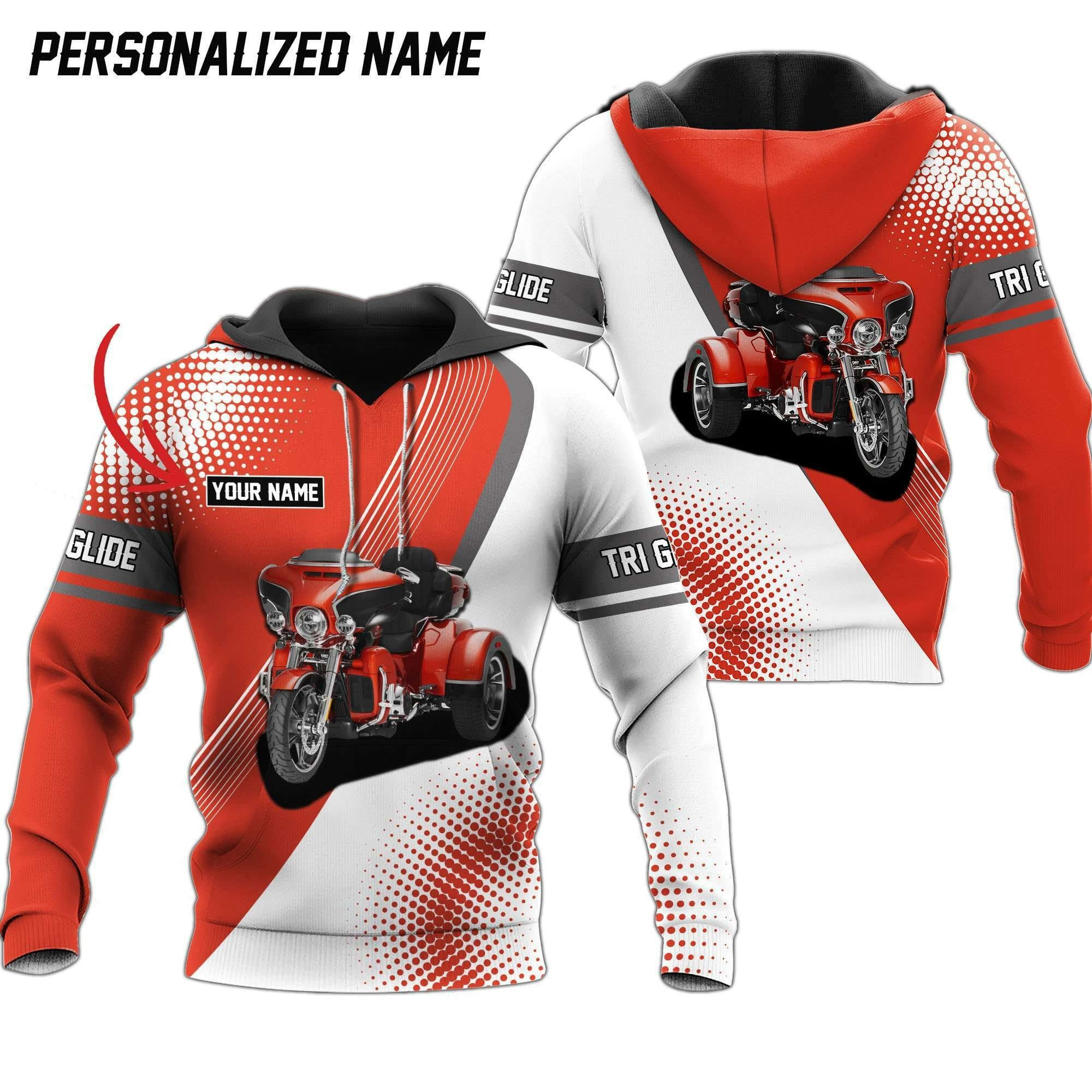 Personalized Name Tri Glide Rider Trike Motorcycle 3D printed Sweatshirt Hoodie Zipped Hoodie Neasalamis