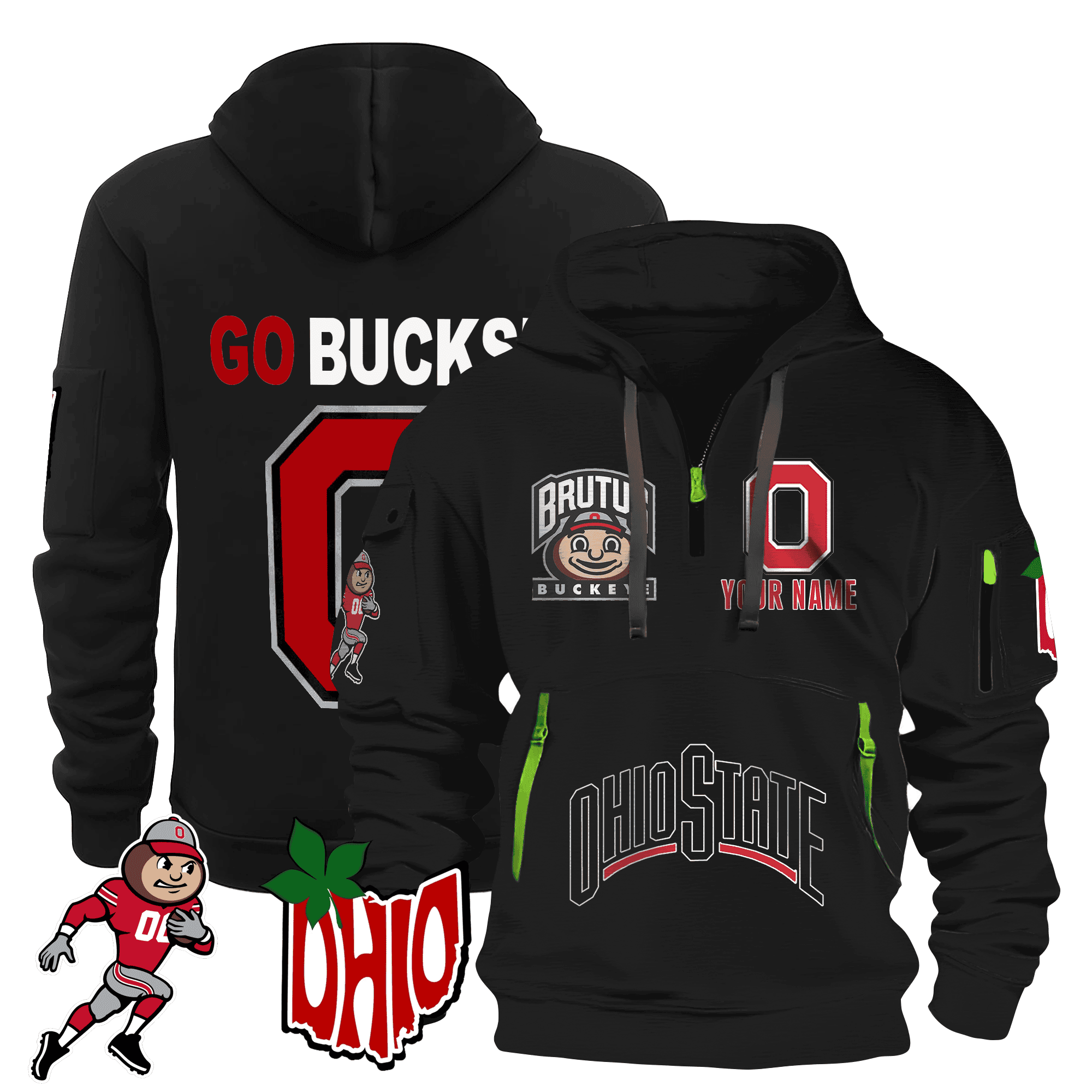 Personalized Ohio State Buckeyes Quarter Zip Hoodie Neasalamis