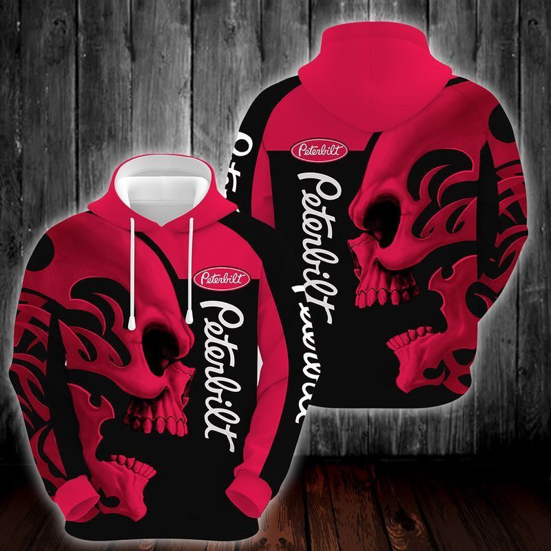 Peterbilt Motors Company Skull Black Red Hoodie Zip Hoodie Neasalamis