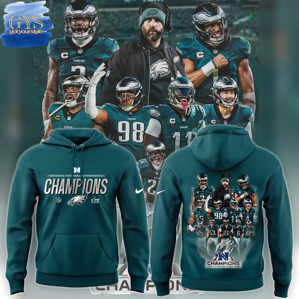 Philadelphia Eagles 2024 NFC Champions Locker Room Hoodie Neasalamis