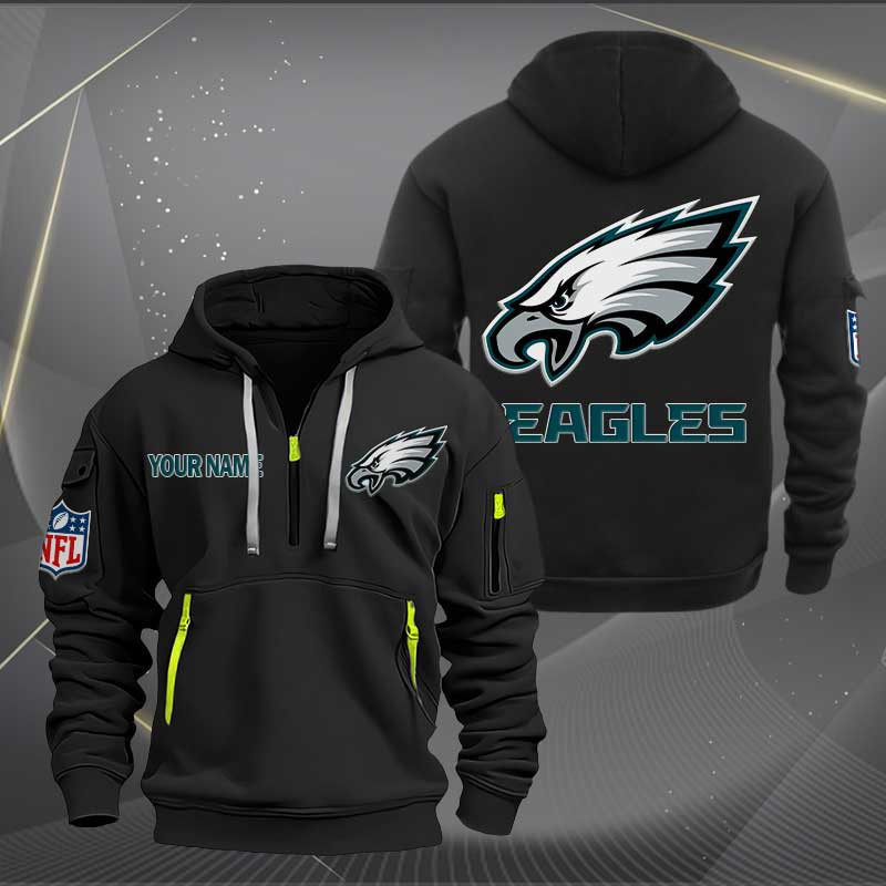 Philadelphia Eagles Logo NFL Quarter Zip Hoodie Style Neasalamis