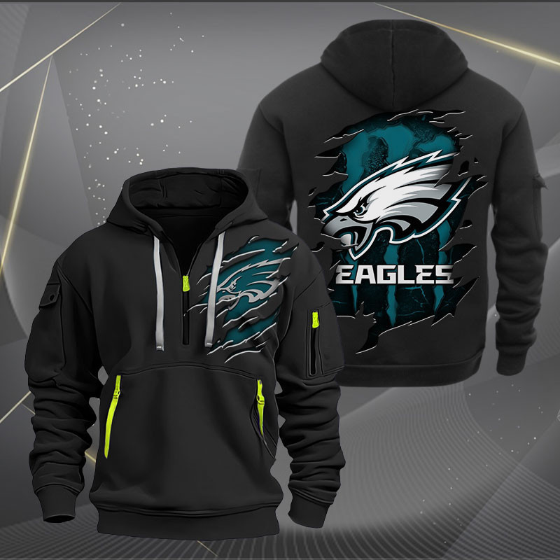 Philadelphia Eagles Logo NFL Quarter Zip Hoodie Style Neasalamis