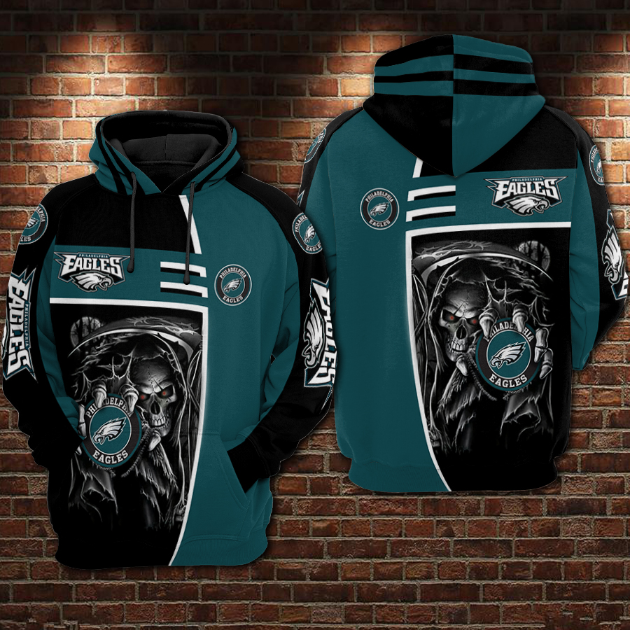 Philadelphia Eagles Skull Death NFL Football Team Hoodie Neasalamis