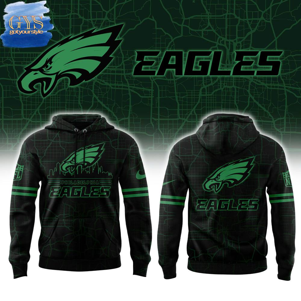 Philadelphia Eagles Skyline Black Hoodie Neasalamis