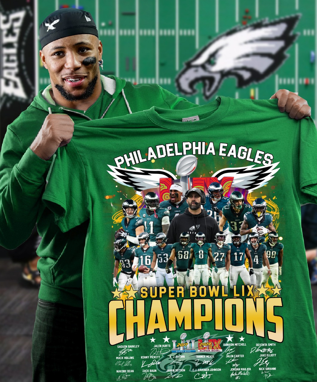 Philadelphia Eagles Super Bowl LIX Champions T-Shirt Presents For Football Fans Neasalamis.com