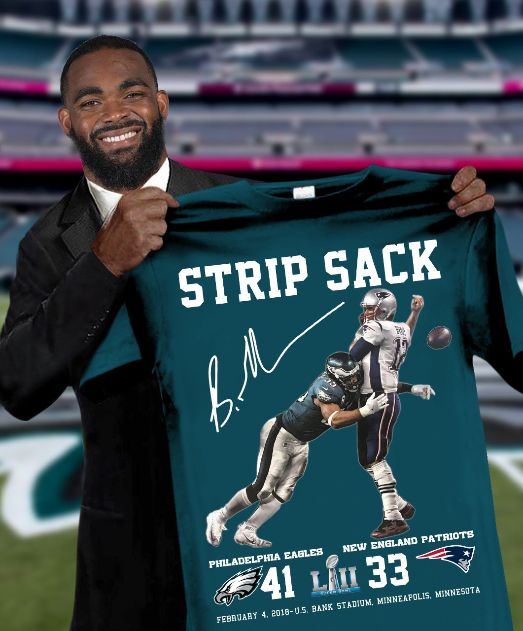 Philadelphia Eagles VS New England Patriots Strip Back T-Shirt For Football Fans Neasalamis.com