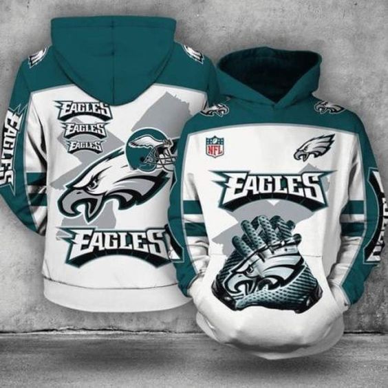 Philadelphia Eagles White V2 NFL Football Team Hoodie Neasalamis