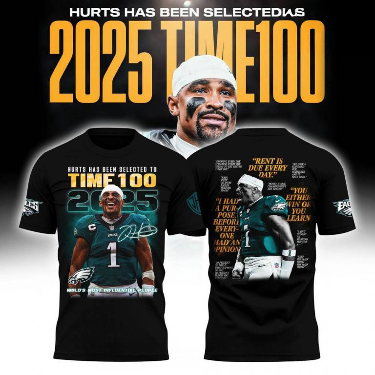 Philadelphia Eagles X Jalen Hurts Time 100 2025 T-Shirt Gift Ideas For Football Lovers Neasalamis.com