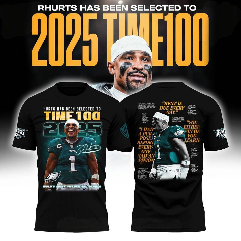 Philadelphia Eagles x Jalen Hurts TIME100 2025 T-shirt Neasalamis.com