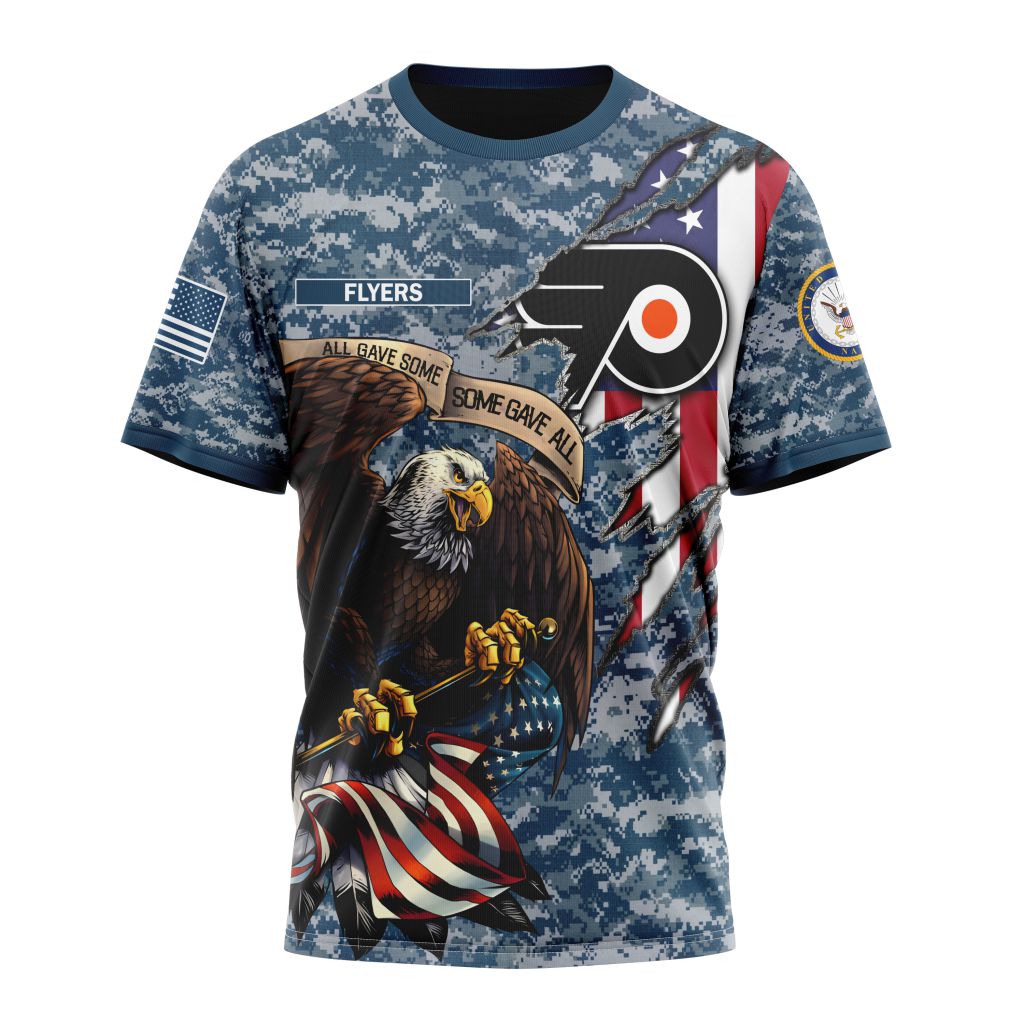 Philadelphia Flyers Honor US Navy Veterans Personalized Name And Number T-Shirt Style Neasalamis.com