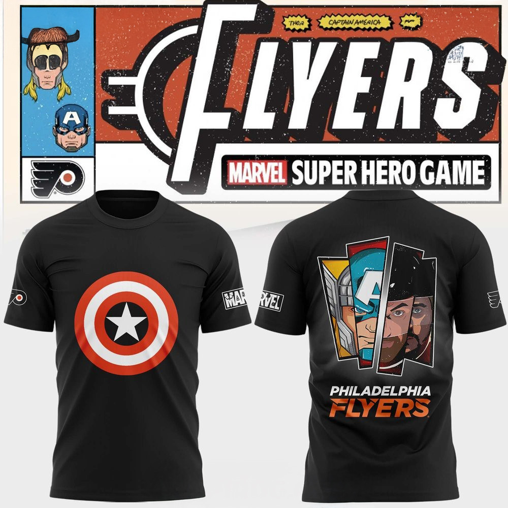 Philadelphia Flyers Marvel Super Hero Game 2025 T-Shirt Gift Ideas For Hockey Fans Neasalamis.com