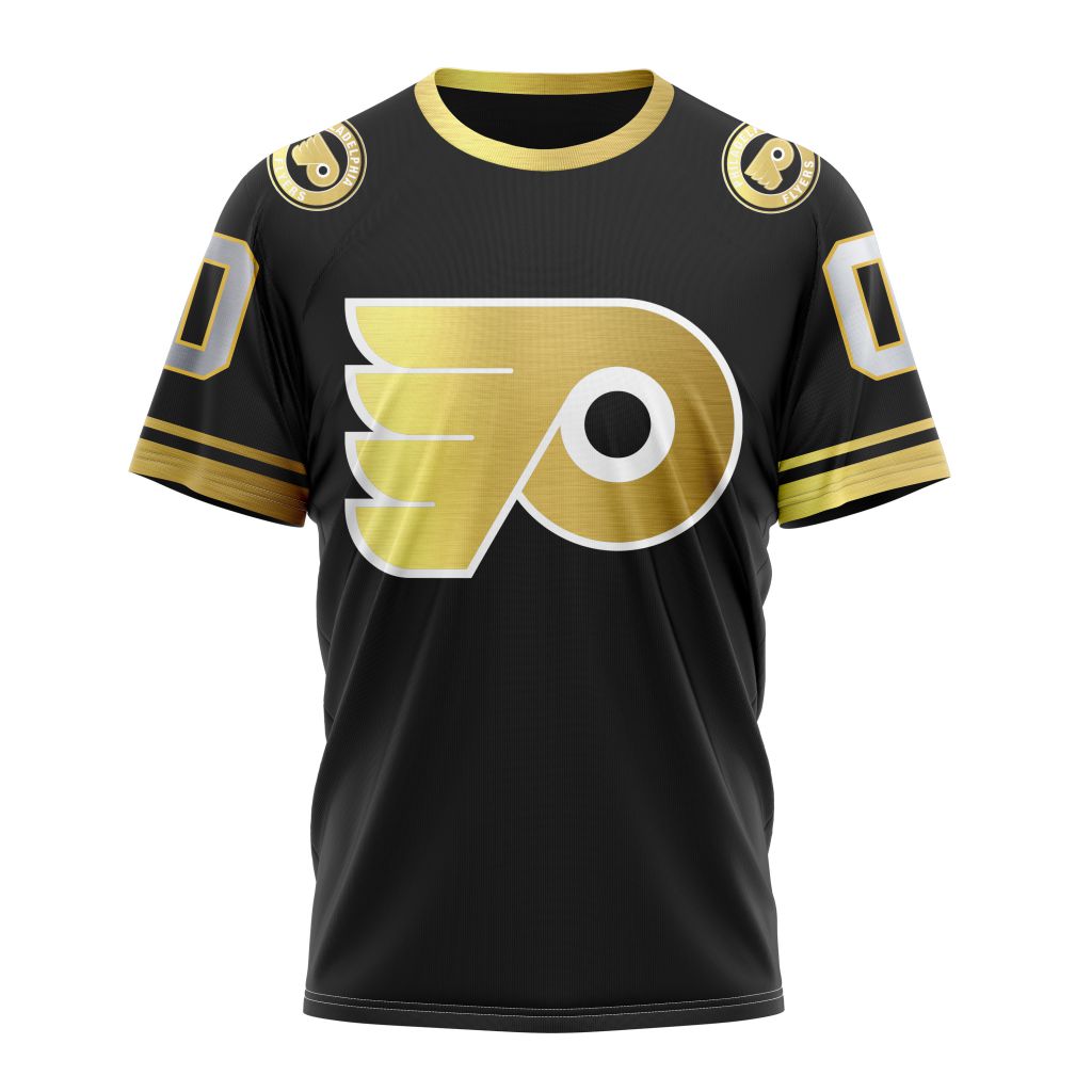Philadelphia Flyers Special Black And Gold Design 01 Personalized Name And Number T-Shirt Style Neasalamis.com