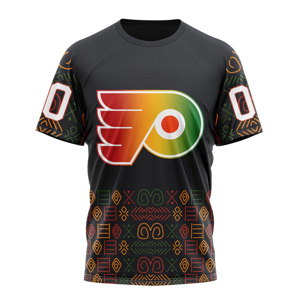 Philadelphia Flyers Special Design For Black History Month 01 Personalized Name And Number T-Shirt Style Neasalamis.com