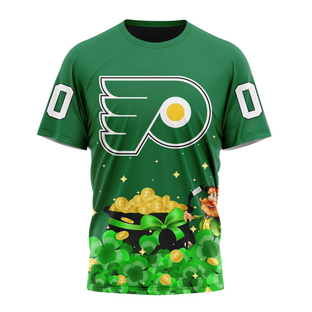 Philadelphia Flyers Special Design For St.Patrick's Day Personalized Name And Number T-Shirt Style Neasalamis.com