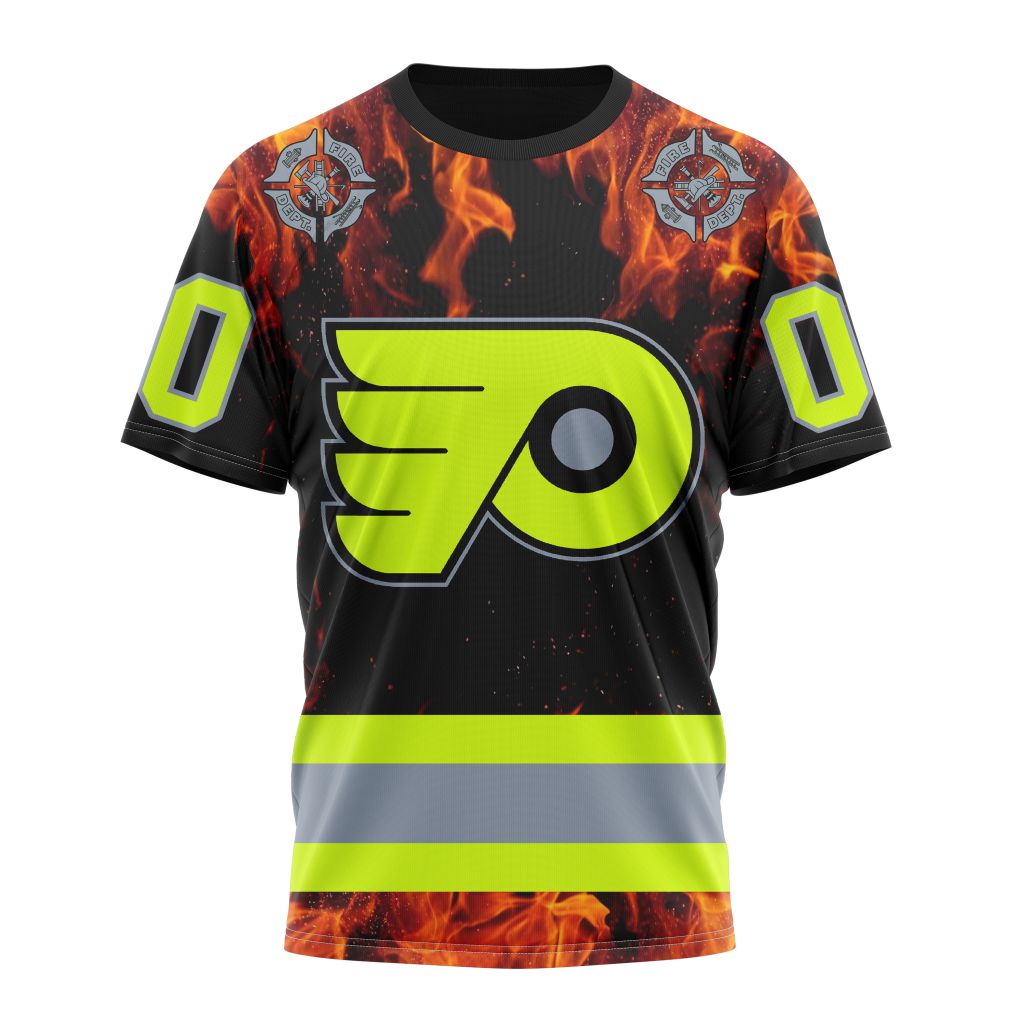 Philadelphia Flyers Special Design Honoring Firefighters 01 Personalized Name And Number T-Shirt Style Neasalamis.com